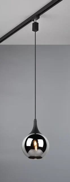 Suspension, 1xE14, max. 40W, verre, chromé, vaporisé, noir mat - Trio - DUOline