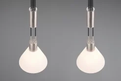 Suspension 2xE27 verre blanc et métal nickel mat réglable - Trio - Stanley