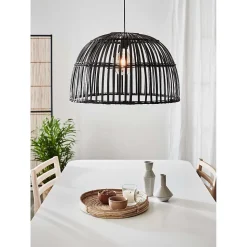 Suspension 1xE27 60W design bambou noir - Markslöjd - Cottage
