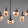 Suspension 6xE14 40W Verre Ambre Noir Mat - Trio - Lumina