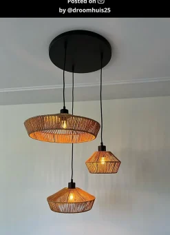 Suspension YUNKAI en papier avec 3xE27 - Naturel - Lucide