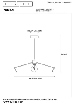 Suspension YUNKAI en papier avec 1xE27 - Naturel - Lucide