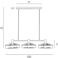Suspension Zelie 3 lumières E27 40W IP20 L.100xH.113cm Corep