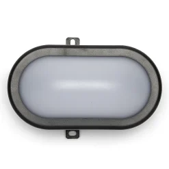 TARTARUGA: Hublot ovale à LED intégrés 6W noir. IP44