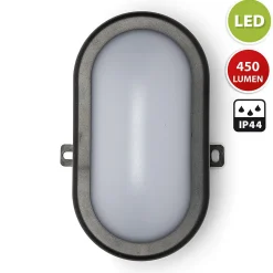 TARTARUGA: Hublot ovale à LED intégrés 6W noir. IP44