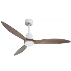 Tenerife - Super destratificateur et ventilateur DC 132 cm Blanc pales bois sombre avec Lumière 25 à 35 m²