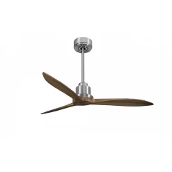 Tenerife - Super destratificateur et ventilateur DC 132 cm Chrome pales bois sombre sans Lumière 25 à 35 m²