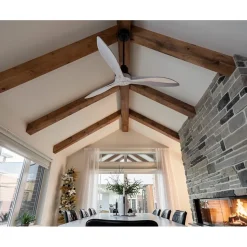 Tenerife - Super destratificateur et ventilateur DC 132 cm Gris basalte pales bois blanc sans Lumière 25 à 35 m²