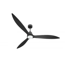 Tenerife - Super destratificateur et ventilateur DC 166 cm Gris basalte pales bois noir avec Lumière 30 à 60 m²