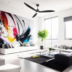 Tenerife - Super destratificateur et ventilateur DC 166 cm Gris basalte pales bois noir avec Lumière 30 à 60 m²