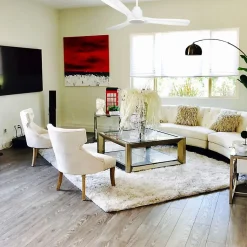 Tenerife - Super destratificateur et ventilateur DC 132 cm Blanc pales bois blanc sans Lumière 25 à 35 m²