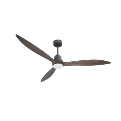 Tenerife - Super destratificateur et ventilateur DC 166 cm Gris basalte pales bois sombre avec Lumière 30 à 60 m²