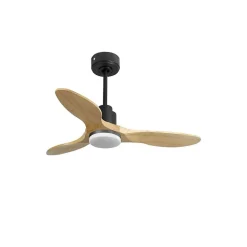 Tenerife - Super destratificateur et ventilateur DC 106 cm noir avec lumière pales bois clair idéal 10 à 20 m²