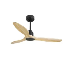 Tenerife - Super destratificateur et ventilateur DC 132 cm Gris basalte pales bois clair sans Lumière 25 à 35 m²