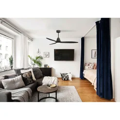 Tenerife - Un ventilateur et un Super destratificateur DC 132 cm Gris basalte pales bois noir avec Lumière 25 à 35 m²