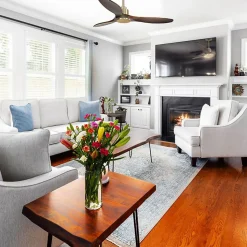 Tenerife - Super destratificateur et ventilateur DC 132 cm laiton sans lumière pales bois sombre idéal 25 à 40 m²