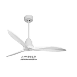 Tenerife - Super destratificateur et ventilateur DC 132 cm Blanc pales bois blanc sans Lumière 25 à 35 m²