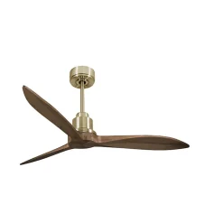 Tenerife - Super destratificateur et ventilateur DC 132 cm Laiton pales bois sombre sans Lumière 25 à 35 m²