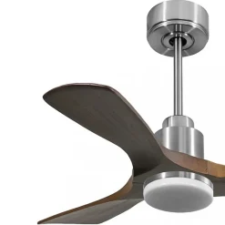 Tenerife - Super destratificateur et ventilateur DC 106 cm chrome avec lumière pales bois sombre idéal 10 à 20 m²