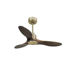 Tenerife - Super destratificateur et ventilateur DC 106 cm laiton pales bois sombre idéal 10 à 20 m²