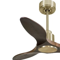 Tenerife - Super destratificateur et ventilateur DC 106 cm laiton pales bois sombre idéal 10 à 20 m²