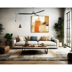 Tenerife - Super destratificateur et ventilateur DC 166 cm Chrome pales bois noir avec Lumière 30 à 60 m²