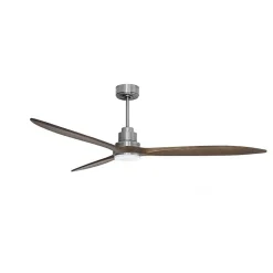 Tenerife - Super destratificateur et ventilateur DC 166 cm Chrome pales bois sombre avec Lumière 30 à 60 m²