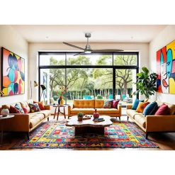 Tenerife - Super destratificateur et ventilateur DC 166 cm Chrome pales bois sombre avec Lumière 30 à 60 m²