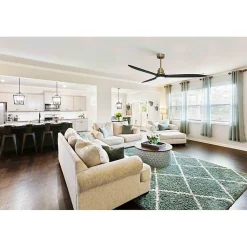 Tenerife - Super destratificateur et ventilateur DC 166 cm Laiton pales bois noir avec Lumière 30 à 60 m²