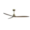 Tenerife - Super destratificateur et ventilateur DC 166 cm Laiton pales bois sombre avec Lumière 30 à 60 m²