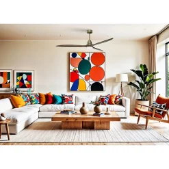 Tenerife - Super destratificateur et ventilateur DC 166 cm Laiton pales bois sombre avec Lumière 30 à 60 m²