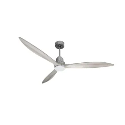 Tenerife - Super destratificateur et ventilateur DC 166 cm Chrome pales bois gris avec Lumière 30 à 60 m²