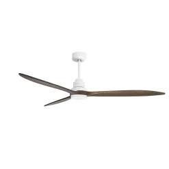 Tenerife - Super destratificateur et ventilateur DC 166 cm Blanc pales bois sombre avec Lumière 30 à 60 m²