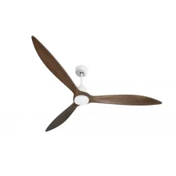 Tenerife - Super destratificateur et ventilateur DC 166 cm Blanc pales bois sombre avec Lumière 30 à 60 m²