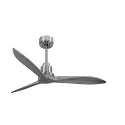 Tenerife - Super destratificateur et ventilateur DC 132 cm Chrome pales bois gris sans Lumière 25 à 35 m²