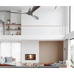 Tenerife - Super destratificateur et ventilateur DC 132 cm Chrome pales bois gris sans Lumière 25 à 35 m²