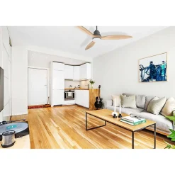 Tenerife - Super destratificateur et ventilateur DC 132 cm Gris basalte pales bois clair avec Lumière 25 à 35 m²