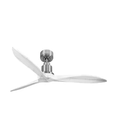 Tenerife - Super destratificateur et ventilateur DC 132 cm Chrome pales bois blanc sans Lumière 25 à 35 m²