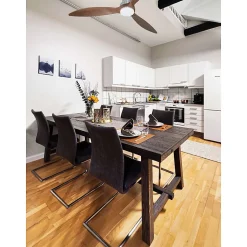 Tenerife - Super destratificateur et ventilateur DC 132 cm Chrome pales bois sombre avec Lumière 25 à 35 m²