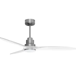 Tenerife - Super destratificateur et ventilateur DC 132 cm Chrome pales bois blanc avec Lumière 25 à 35 m²