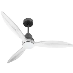 Tenerife - Super destratificateur et ventilateur DC 132 cm Gris basalte pales bois blanc avec Lumière 25 à 35 m²