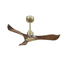 Tenerife de KlassFan - Super destratificateur et ventilateur DC 106 cm Laiton pales marron sans Lumière 10 à 20 m²