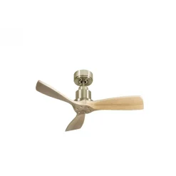 Tenerife de KlassFan - Super destratificateur et ventilateur DC 106 cm Laiton pales bois clair sans Lumière idéal 15 à 20 m²