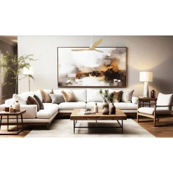 Tenerife de KlassFan - Super destratificateur et ventilateur DC 132 cm Blanc pales bois clair sans Lumière 25 à 40 m²