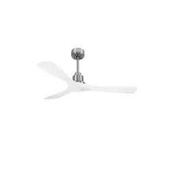 Tenerife de KlassFan - Super destratificateur et ventilateur DC 132 cm Chrome pales bois blanc sans Lumière 25 à 40 m²