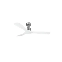 Tenerife de KlassFan - Super destratificateur et ventilateur DC 132 cm Chrome pales bois blanc sans Lumière 25 à 40 m²