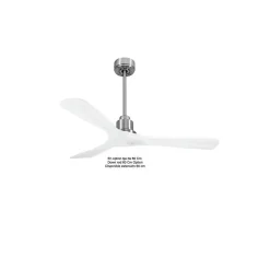 Tenerife de KlassFan - Super destratificateur et ventilateur DC 132 cm Chrome pales bois blanc sans Lumière 25 à 40 m²