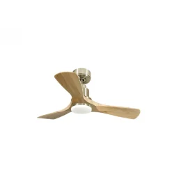 Tenerife de KlassFan - Super destratificateur et ventilateur DC 106 cm Laiton pales bois clair avec Lumière dimmable 10 à 20 m²