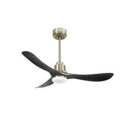 Tenerife de KlassFan-Super destratificateur et ventilateur DC 132 cm Laiton pales graphite Lumière dimmable 25 à 35 m²