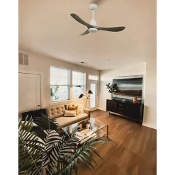 Tenerife de KlassFan-Super destratificateur et ventilateur DC 132 cm Blanc pales graphites Lumière dimmable 25 à 35 m²